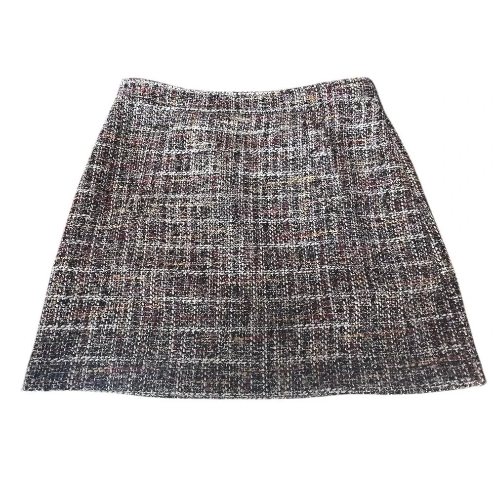 Loft Tweed‎ Pocket Skirt Multicolor Skirt Faux Pockets Lined Zip Size 10